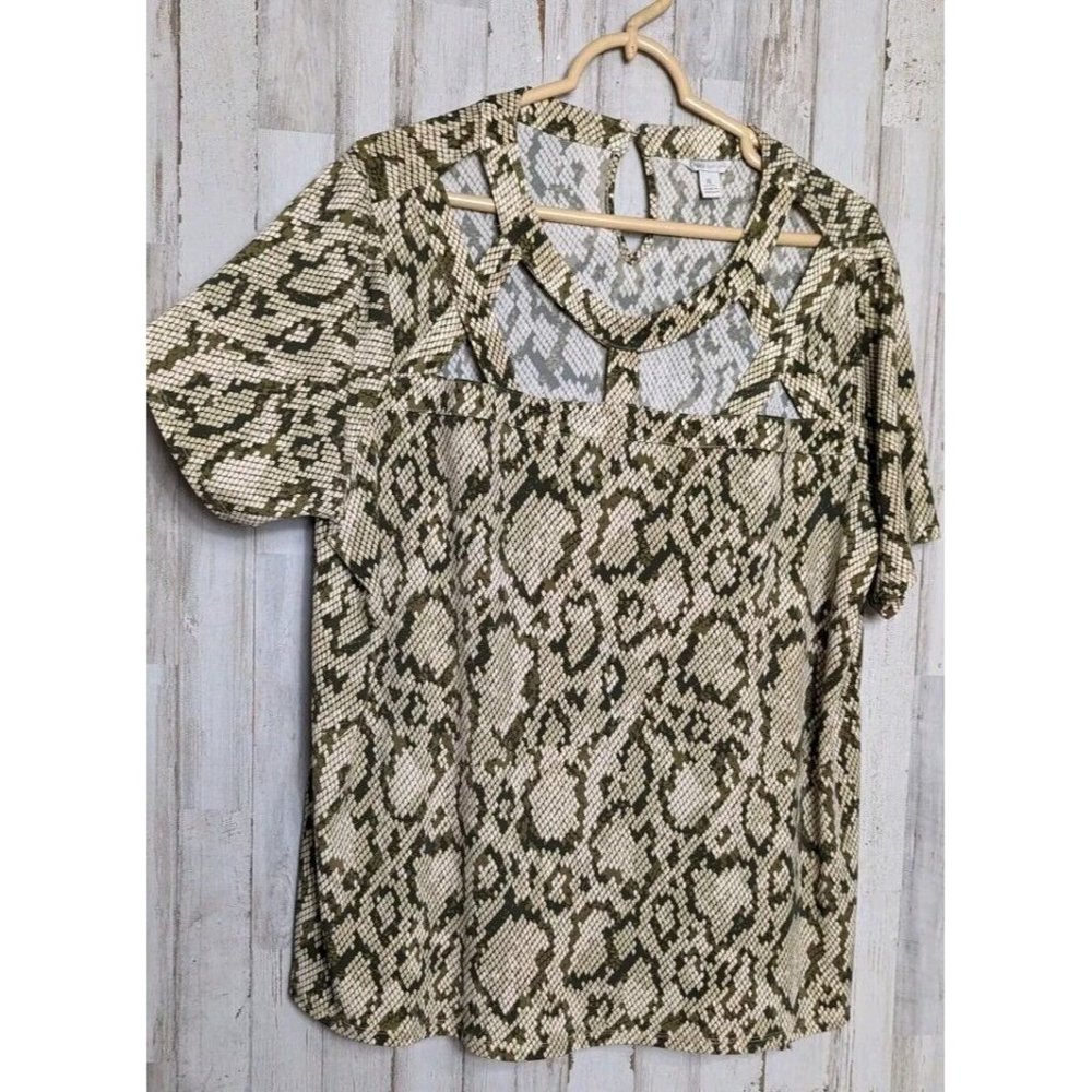 CATO XL Top Shirt Sleeve Snakeskin Print Stretch Casual Soft